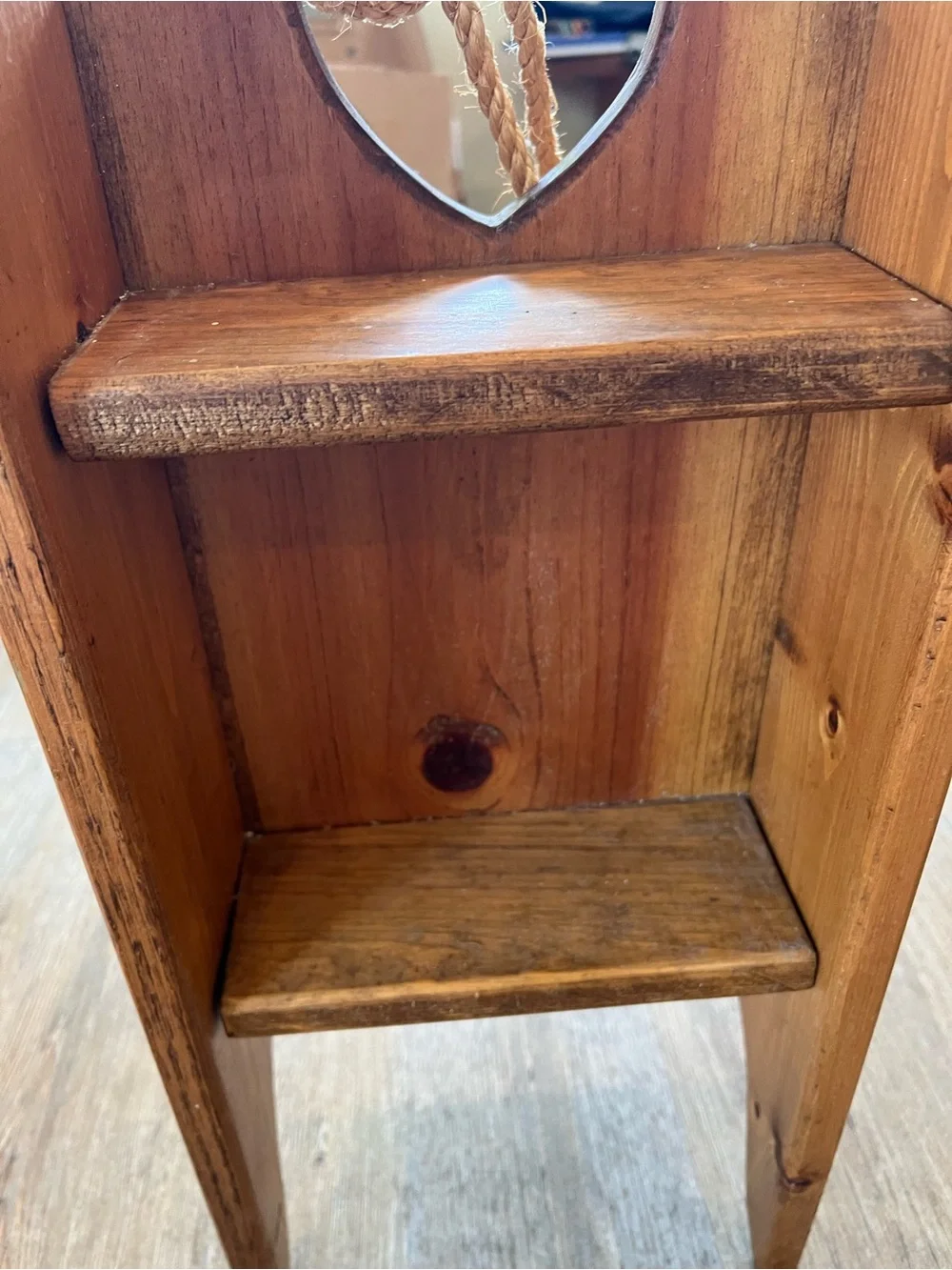Rustic Heart Wooden Wall Shelf - Brown sleigh 24.5 inches long